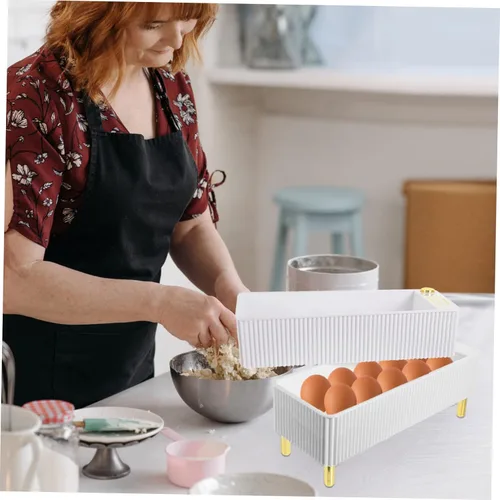Vista 7 de Angoily Refrigerator Egg Shelf Egg Storage Rack Bin Organizing Rack for Refrigerator Preservation Holder Fits