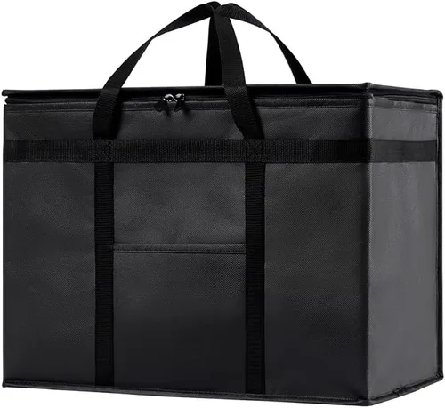 Vista 17 de NZ home Bolsa térmica XXL aislada y calentador de alimentos para entrega y compras de comestibles con parte superior con cremallera, color negro