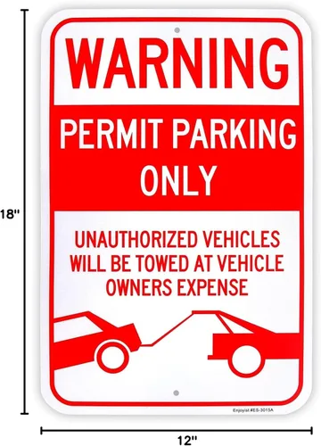 Vista 5 de Letrero grande de permiso de estacionamiento solamente, 18 x 12 pulgadas, letrero reflectante de aluminio 040, libre de óxido, con protección UV