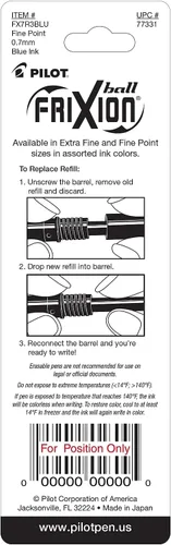 Vista 4 de Pilot FriXion recarga de bolígrafo de tinta de gel, paquete de 2, Azul