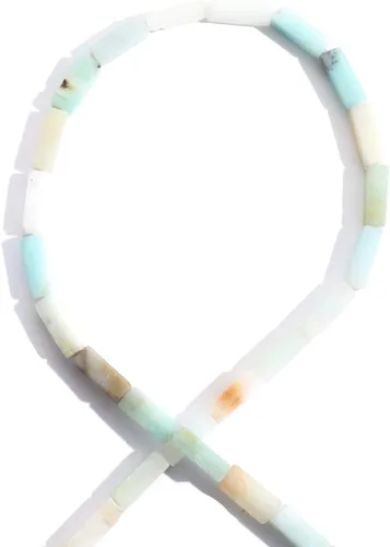 Vista 2 de Columna rectangular de 0.157 x 0.512 in, piedra natural, piedra de amazonita, cuentas sueltas, tubo de energía curativa para hacer joyas