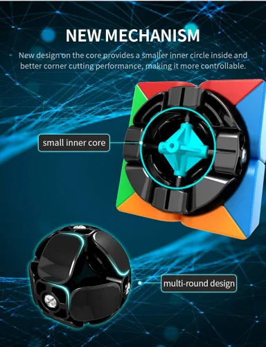 Vista 2 de Willking Moyu Meilong - Cubo de velocidad de 2 x 2, rompecabezas sin calcomanías, cubo mágico de 2 x 2 x 2