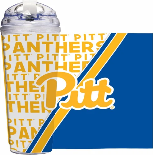 Vista 125 de Rico Industries NCAA - Vaso de acrílico estándar de 24 onzas con tapa con bisagras, vaso de doble pared con licencia oficial y popote
