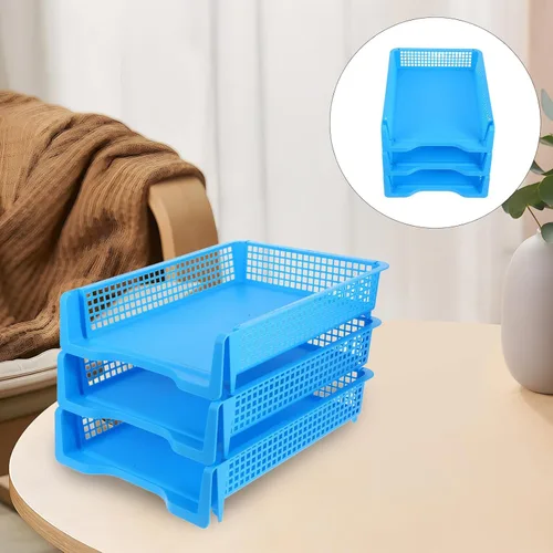 Vista 7 de DOITOOL 3pcs Stackable Plastic Letter Trays for Desk Space-Saving Office Paper Organizer for Classroom and Workspace Document Storage Baskets in