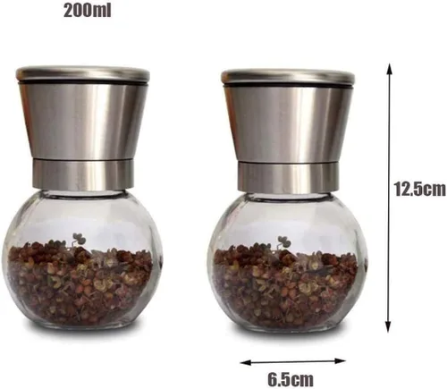 Vista 2 de Juego de molinillo de sal y pimienta, molinillo de sal manual, molinillo de pimienta de cerámica de grosor ajustable, herramienta de cocina, paquete