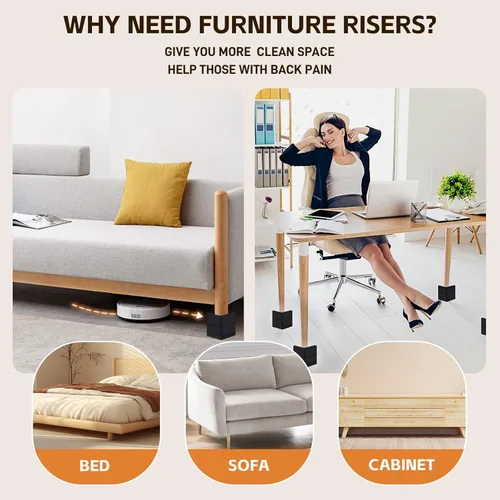 Vista 5 de Elevadores para muebles de cama, bloques de elevación ajustables, pilotes de 1.5, 3, 4 y 6 pulgadas, resistentes para cama, sofá, escritorio, mesa
