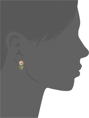 Vista 3 de Betsey Johnson "Pearl Critters" arete de gato con pasador
