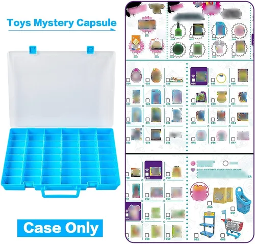 Vista 4 de FULLCASE Funda compatible con 5 Surprise for Mini Brands Toys Series 1-4, almacenamiento de cápsulas misteriosas, para colección Mini Mart Azul