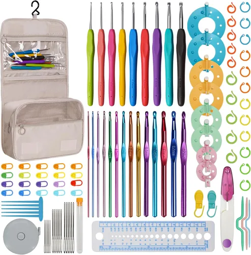 Vista 8 de RealPlus - Juego de 12 ganchos de ganchillo ergonómicos de 0.079 in (B)-0.315 in(N) para manos artríticas, asas ergonómicas de agarre suave, kit