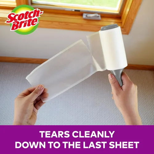 Vista 6 de Scotch-Brite Rodillo de pelusa extra pegajoso para mascotas, 4, 400 hojas