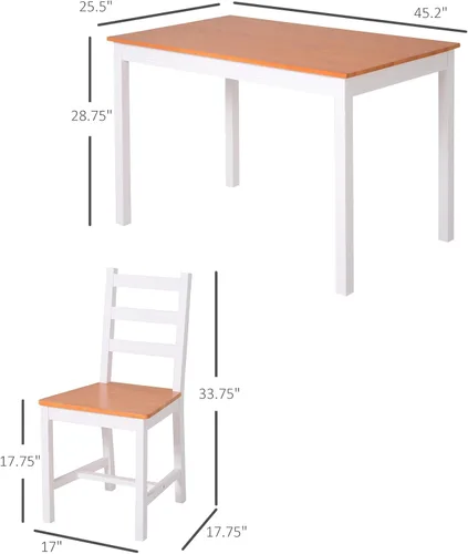 Vista 5 de Dining Table Set for 4, 5 Kitchen Table and Chairs, Wood Dining Room Set for Small Spaces, Breakfast Nook, White