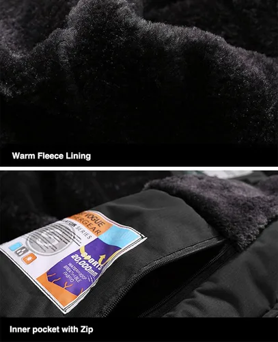 Vista 6 de MAGCOMSEN - Chaqueta de invierno para hombre impermeable abrigada con forro polar y múltiples bolsillos