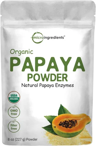 Micro Ingredients Polvo de Fruta de Papaya Orgánica, 8 Onzas, Liofilizado, Naturalmente Rico en Enzima de Papaya, Apoya la Función Antioxidante y