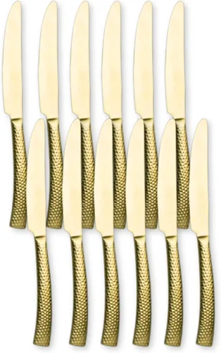 Vista 20 de Steelite Varick Malcolm - Cubertería con textura martillada satinada, mango moderno, utensilios de acero inoxidable 18/10, cubiertos para uso