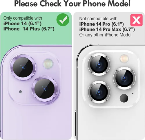 Vista 2 de Xfilm Protector de lente de cámara para iPhone 14 / iPhone 14 Plus, fuerte absorción de dureza 9H, protector de pantalla de cámara de vidrio