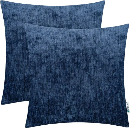 HWY 50 - Juego de fundas de almohada azul marino de 16x16 pulgadas para sofá, sala de estar y cama, fundas de almohada decorativas de cachemira