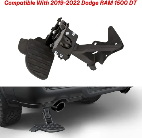 Vista 2 de ONER Escalón trasero de cama, escalón retráctil de parachoques/compuerta trasera compatible con Dodge RAM 1500 DT 2019 2020 2021 2022 2023 2024
