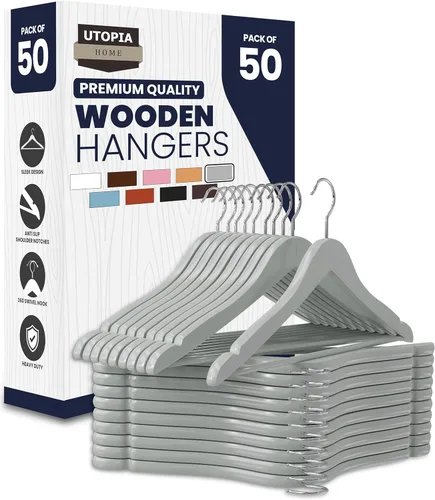 Vista 10 de Utopia Home Perchas de madera de alta calidad, paquete de 20 – Percha duradera y delgada – Percha para trajes con gancho giratorio de 360 grados