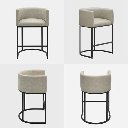 Vista 6 de Juego de 4 taburetes de bar de altura de mostrador, taburetes modernos para comedor, taburetes de bar de 24 pulgadas para isla de cocina, taburete