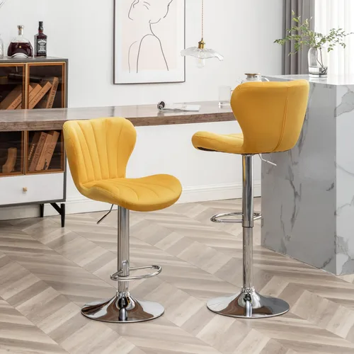 Vista 20 de Roundhill Furniture Ellston - Taburetes de bar giratorios ajustables de terciopelo, color gris, juego de 2, color gris