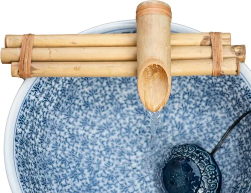 Vista 5 de Bamboo Accents Kit de fuente Zen – Tres brazos, bambú resistente a la división para bricolaje interior/exterior – para contenedores grandes