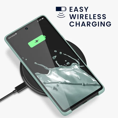 Vista 487 de kwmobile Funda Compatible con Google Pixel 6 Pro - Funda de teléfono de silicona TPU con acabado suave - Azul Arrecife
