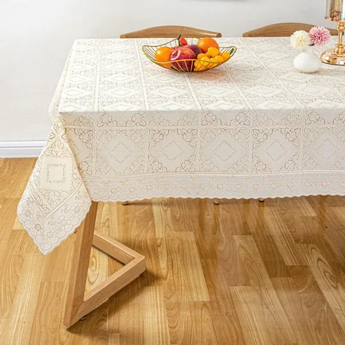 Vista 17 de Mantel redondo de vinilo de 60 pulgadas con reverso de franela, mantel para el día de San Valentín, mantel de hule 100% impermeable