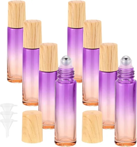 Vista 9 de Botellas de rodillo de vidrio de 0.3 fl oz para aceites esenciales, 8 unidades de bolas enrollables recargables a prueba de fugas y aplicador