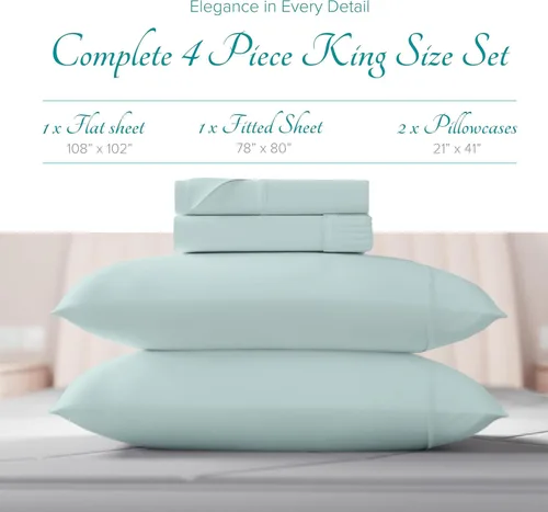 Vista 3 de Carressa Linen Juego de sábanas 100% de algodón egipcio, tamaño King, 800 hilos de algodón egipcio de alta calidad, tamaño King