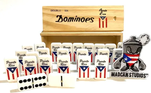 Vista 4 de Dominó de Puerto Rico, edición limitada, juego de dominó clásico puertorriqueño, edición Mad Can, estilo original de Broricua