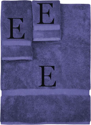 Vista 62 de Juego de toallas con monograma, regalo personalizado, juego de 3 - Letra de bloque dorada bordada en toalla - Extra absorbente 100% algodón turco
