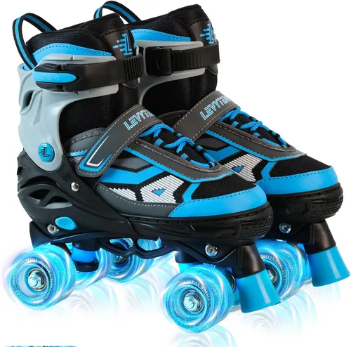 Patines de ruedas para niños y niñas, patines cuádruples ajustables de 4 tallas con todas las ruedas iluminadas para principiantes, deportes de