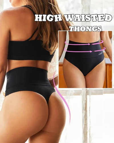 Vista 2 de FINETOO Ropa interior para mujer, de cintura alta, control de abdomen, sin costuras, moldeador, bragas invisibles, paquete de 4, S-3XL