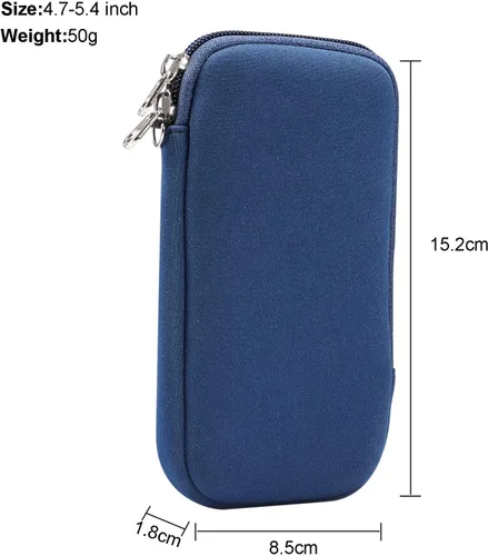 Vista 8 de Funda de neopreno de tamaño pequeño para teléfono celular, con cremallera y correa para el cuello para iPhone 17, 16, 16e, 15 15 Pro iPhone 14 14