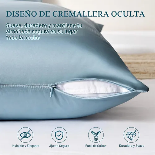 Vista 7 de INSSL - Funda de almohada de seda para mujeres, funda de almohada de seda de morera para cabello y piel, mantente cómoda y transpirable durante