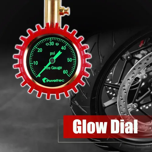 Vista 4 de Medidor de presión de neumáticos de 0 a 60 PSI – Calibre de neumáticos de alta precisión con esfera brillante grande de 2 pulgadas fácil de leer