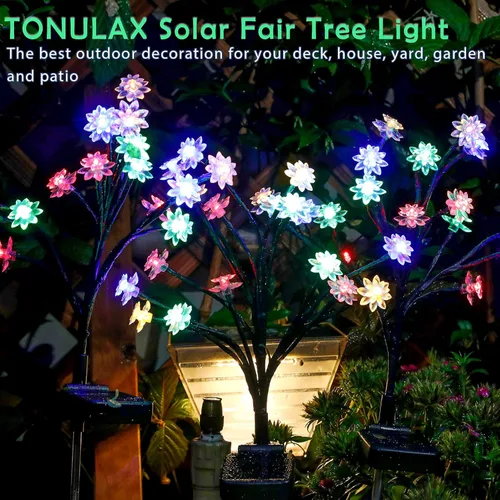 Vista 2 de TONULAX Luces solares de jardín, luces solares para árbol de paisaje con mayor capacidad solar, luces decorativas solares para exteriores