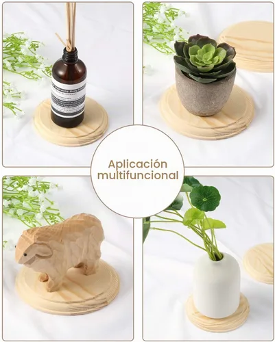 Vista 5 de Pllieay 2 placas redondas de madera de 4 pulgadas para manualidades y decoración del hogar