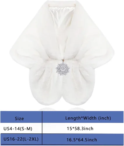 Vista 2 de Aukmla Estolas de piel sintética para mujer con broche de diamantes de imitación para novia y damas de honor, Gris