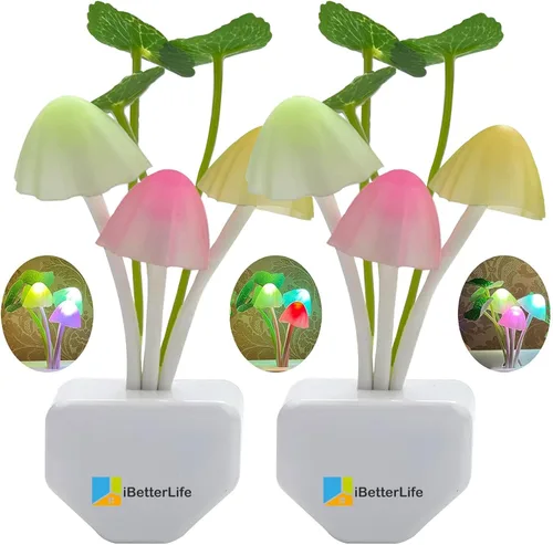 Vista 11 de iBetterLife Luz Nocturna LED con Sensor Inteligente 0.6W, Luces Nocturnas Cambiables de Color, Enchufables, Linda Luz Nocturna en Forma de Seta