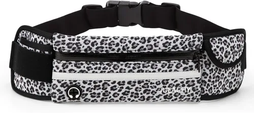 Vista 12 de Jueachy Cinturones de correr para mujeres, riñonera impermeable, bolsa de cintura para correr, soporte para teléfono, cinturón de dinero ajustable