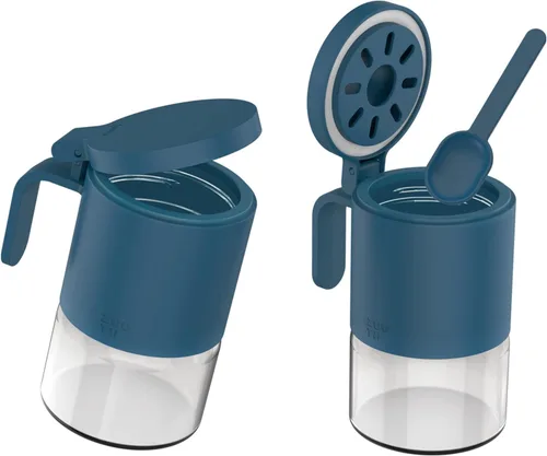 Vista 8 de Zuutii Tarros de vidrio para especias a prueba de humedad con cucharas, juego de 2 botellas de especias de 10 onzas / 10.1 fl oz, mini tarros