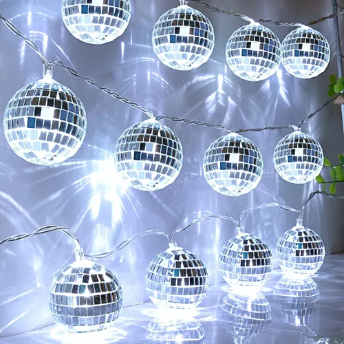 Vista 6 de AceList Tira de luces LED de 20 luces LED de 9.8 pies, funciona con pilas y enchufe USB, luces de bola de discoteca para decoraciones de fiesta