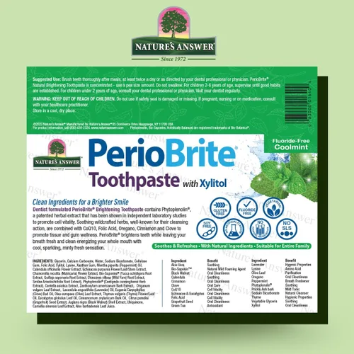 Vista 2 de Nature's Answer Periobrite Pasta de dientes, menta fresca, 4 onzas (paquete de 6) para dientes sensibles Blanquea los dientes Refresca