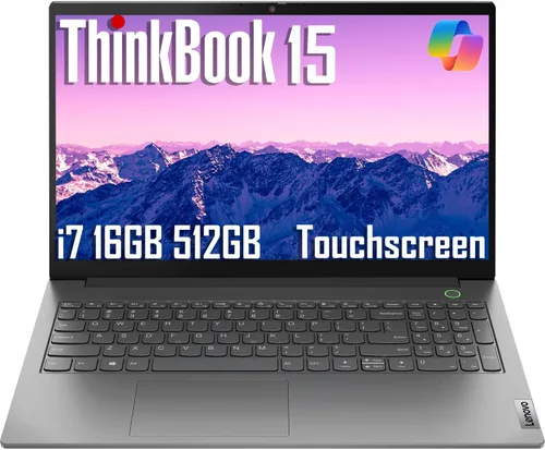 Vista 10 de Lenovo ThinkBook 15 Gen 4 Business Laptop (pantalla táctil IPS FHD de 15.6 pulgadas, Intel 10-Core i7-1255U, 40 GB de RAM, 1 TB SSD), cámara web