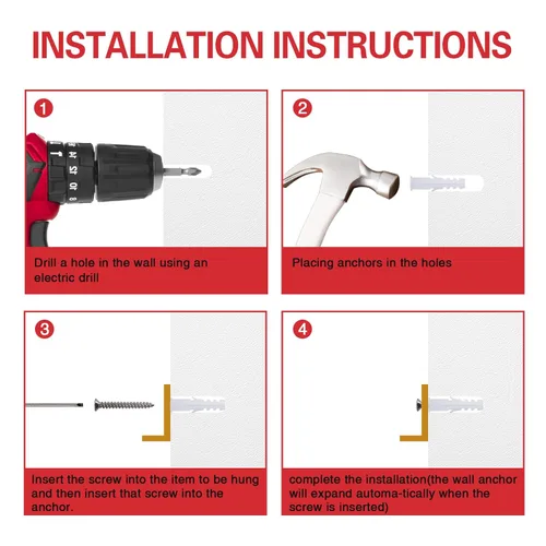 Vista 4 de Kit de anclaje de plástico acanalado para paneles de yeso, anclajes de pared y tornillos para paneles de yeso incluye anclas, tornillos, peajes