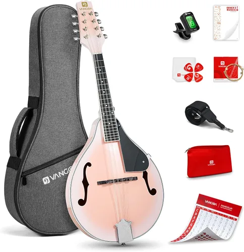 Vista 10 de Vangoa Mandolina para Zurdos, Instrumento Musical Acústico de 8 Cuerdas Estilo A para Principiantes Zurdos, Sunburst