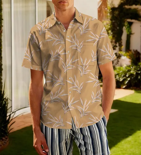 Vista 17 de Camisa hawaiana para hombre, manga corta, tropical, con botones, casual, verano, playa, vacaciones Camisas de playa negras para hombre