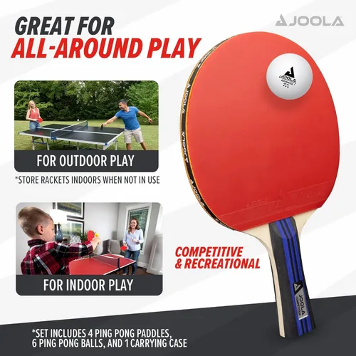 Vista 3 de JOOLA Juego Avanzado Premium de Palas de Ping Pong Set de 4 - Palas Profesionales de Tenis de Mesa, 6 Pelotas Avanzadas de Entrenamiento de Ping