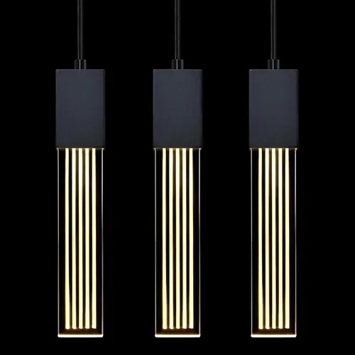 Vista 7 de 2 Pack Integrated Hanging Crystal Kitchen Island Modern Concise Pendant Ceiling Light Fixture,Black Finish for Kitchen Island Dining Room Bedroom